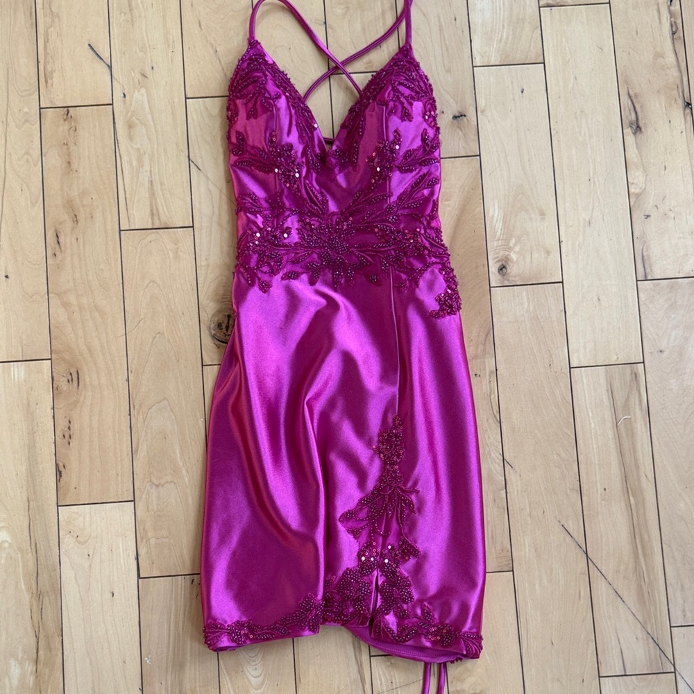 Faviana Magenta Lace Chemise